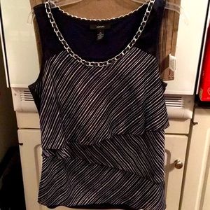Alfani Navy link trimmed blouse size Medium